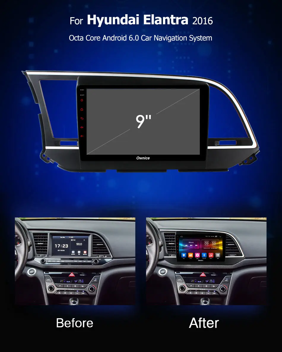 Clearance 9" IPS Android 9.0 Octa Core 4GB RAM+32G ROM For Hyundai Elantra 2015 2016 2017 2018 Car DVD Player GPS Radio Stereo DSP CarPlay 2