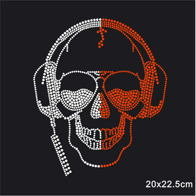 

Hotfix Strass Motif Garment Skull Rhinestones Design Custom Iron On Sticker Tops Crystal Applique Bright Diamond Decoration