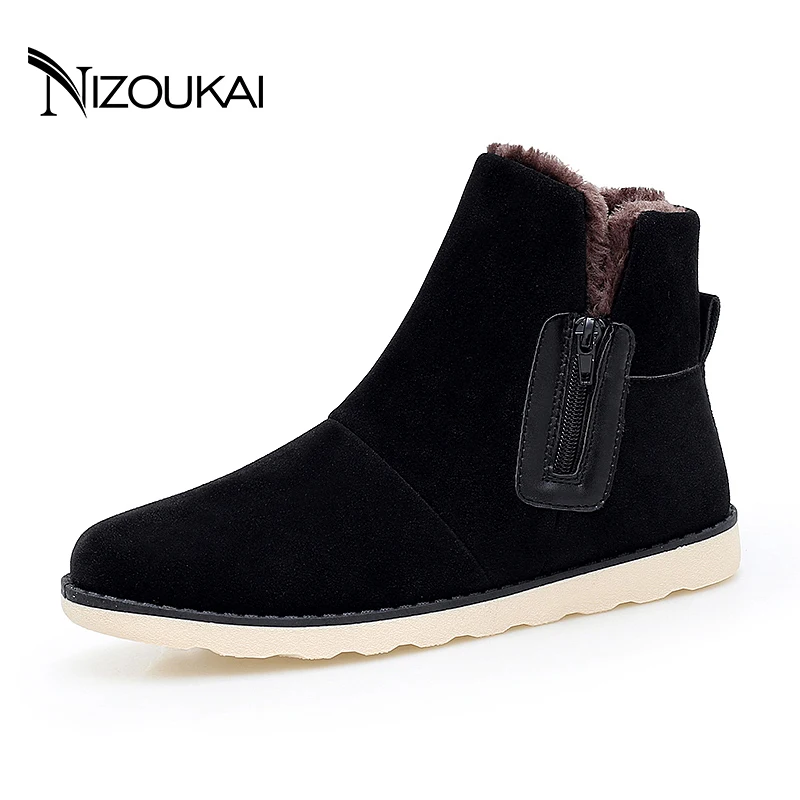 

Winter Boots Men Ankle Boots Comfortable Zip Increased Snow Boots Man Non-Slip Flats With Plush Men Warm Cotton Shoes