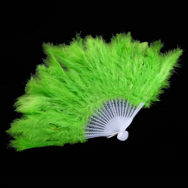 1 PCS Showgirl Feather Fans Folding Dance Hand Fan Fancy Costumes Wedding Party Supplies 9 Colors For Women