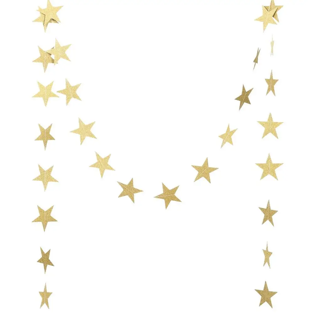 JOY-ENLIFE дешевые бумажные гирлянды в виде звезд, 1 шт., 4 м, гирлянды для свадебного украшения, баннеров для дня рождения, баннеров, Висячие бумажные гирлянды, домашний декор - Цвет: gold