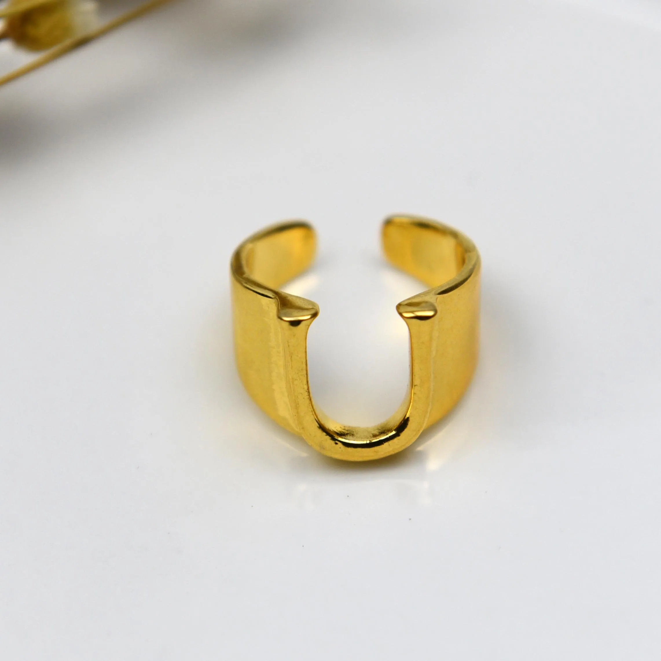 Модные кольца для A-Z с английскими буквами, открытый размер, первоначальное кольцо с алфавитом влюбленных, друзей, лучшие подарки, вечерние свадебные украшения для помолвки - Цвет основного камня: U