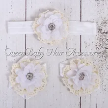 2 компл./лот 12 Цвета детские кружевные сандалии соответствия Детская повязка роскошные сандалии костюм Kidocheese