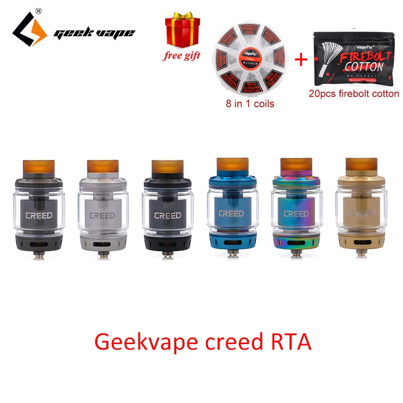

2018 Best Flavor RTA Geekvape Creed RTA with 3 interchangeable airflow 6.5ml capacity support single and dual coil vs Zeus RTA