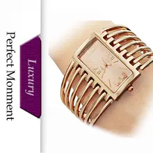 New 2016 Women Dress Watches Hollow Gold Steel Luxury Bracelet Fashion Watches Quartz Ladies Watches Free Ship Gift