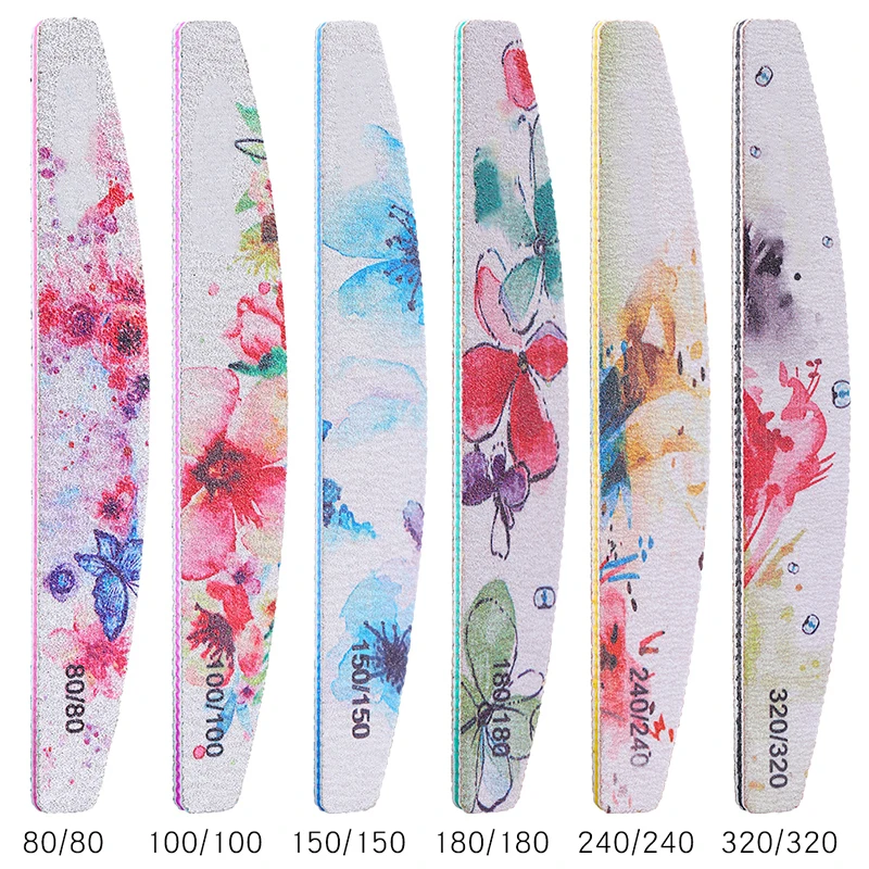 

6 Pcs/set Flower Pattern Nail File Set Flower Nail Files Remover Gel Polish Nail Buffer Block Polishing Nail Art Pedicure Tools