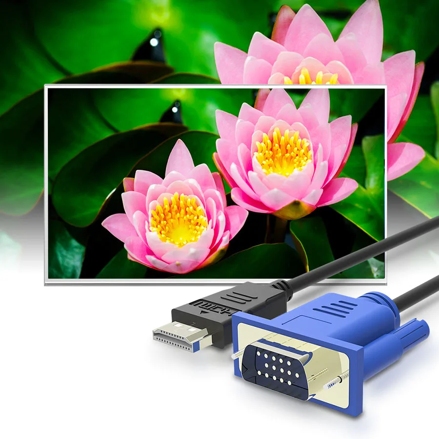 Robotsky hdmi-vga Кабель 1,8 м 6 футов 3 м 10 футов 5 м 16 футов папа-папа видео адаптер данных Кабо для hd-плеера HDTV проектор кабели