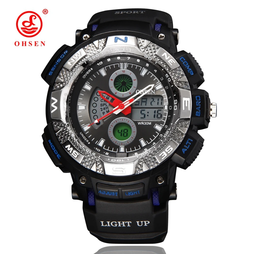 

OHSEN Men Sports Watches Dual Core Quartz Digital Watch Men Alarm Day Date Chronograph Waterproof Male Man Military Wristwatches