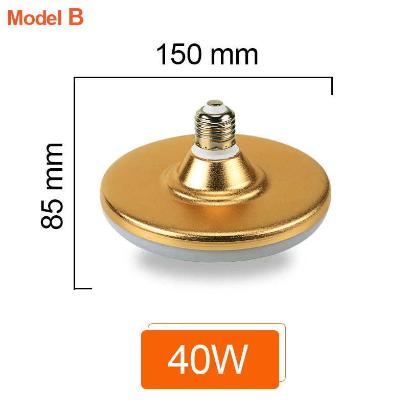 Без мерцания E27 Светодиодный светильник 20 Вт 30 Вт 40 Вт энергосберегающий 220 в 230 в 240 в НЛО светодиодный светильник 7 Вт 9 Вт 12 Вт 15 Вт лампада светодиодные лампы для дома - Emitting Color: Model B 40W