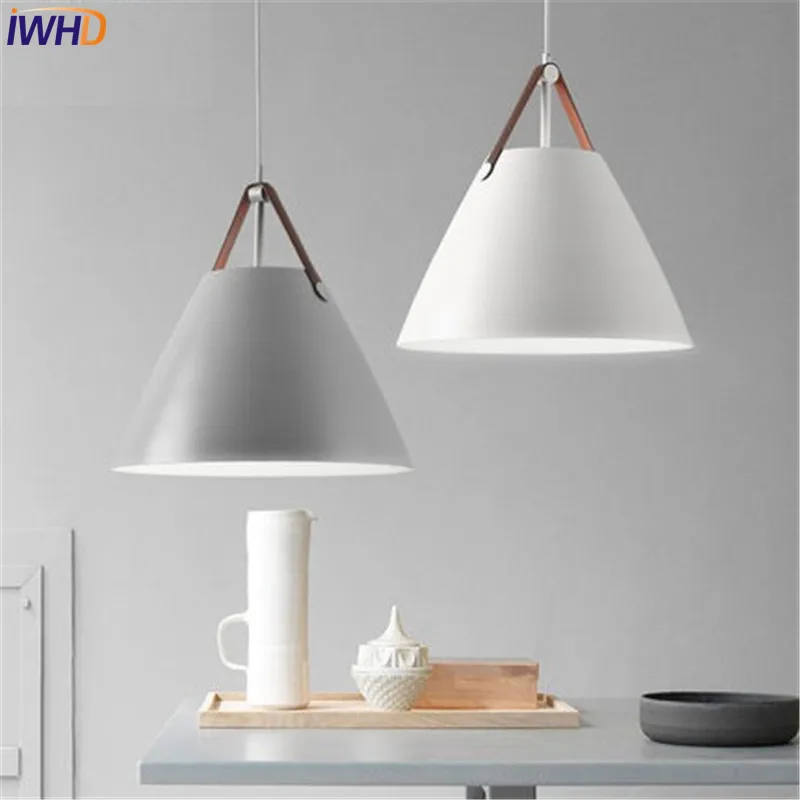 

IWHD Nordic Simple Style Iron Droplight Modern LED Pendant Light Fixtures For Dining Room Bar Hanging Lamp Indoor Lighting