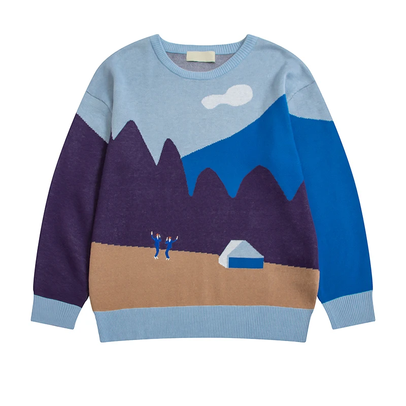 

Winter New Original Design Harajuku Pattern Ladies Pullover Sweater Thick O-neck Autumn Loose Women's Knit Vest Top Sweater