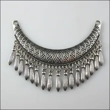 1 шт. Тибетский Серебряный тон Луна кисточки Подвески соединители 70x88 мм