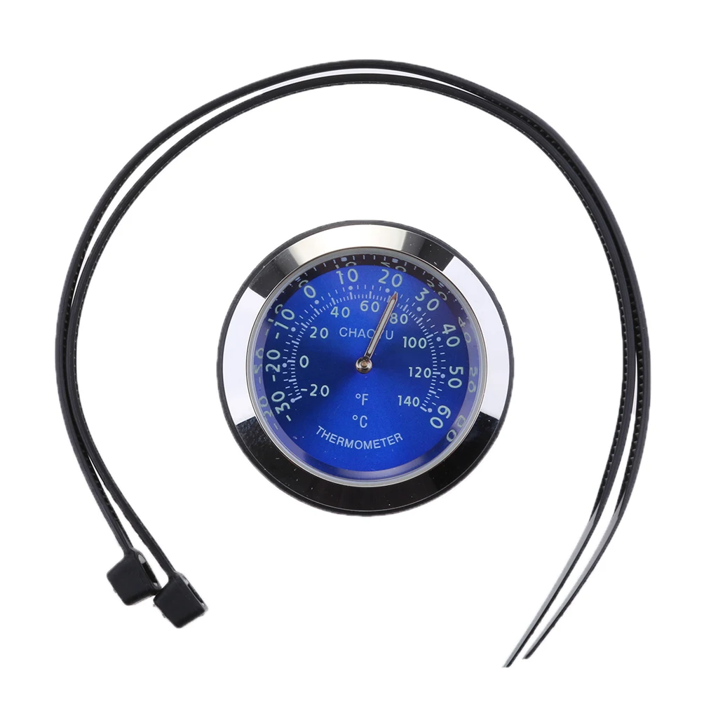 Universal Motorcycle Bike Chrome Waterproof Black Dial Handlebar Clock/Thermometer/Hygrometer Glow Watch