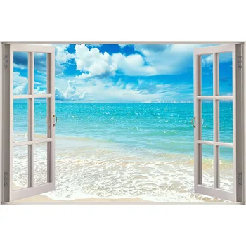 

5D DIY Full Square Drill Diamond Painting Scenery Sea Beach Window Outside 3d Mosaic Diamant Embroidery Wedding Room Decoration