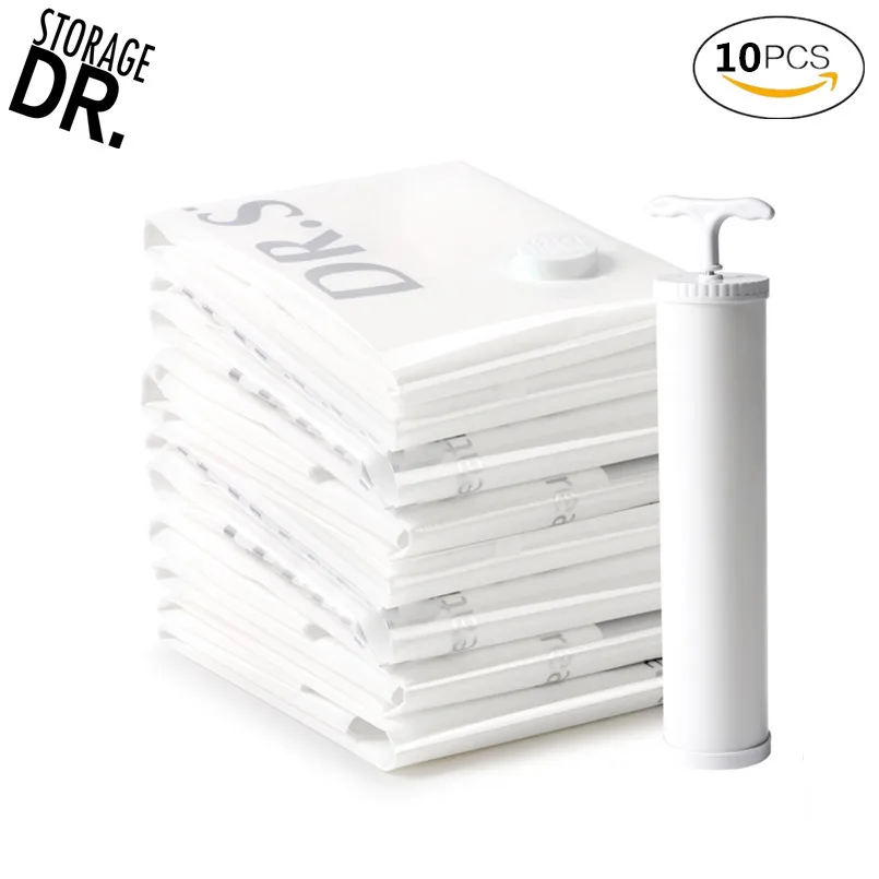 

DR.STORAGE 10pcs Vacuum Bags for Clothes Storage Bags Pump Zip Lock Plastic Garment Bag Sac Sous Vide Vetement Zakken Kleding