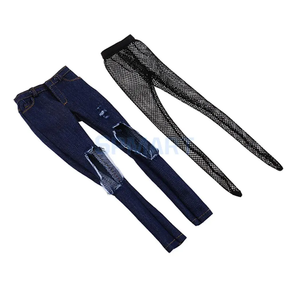 1/6 Scale Female Ripped Jeans Women Pants Clothes for 12inch Phicen Kumik Soldier Action Figures Collectible DIY Accessories