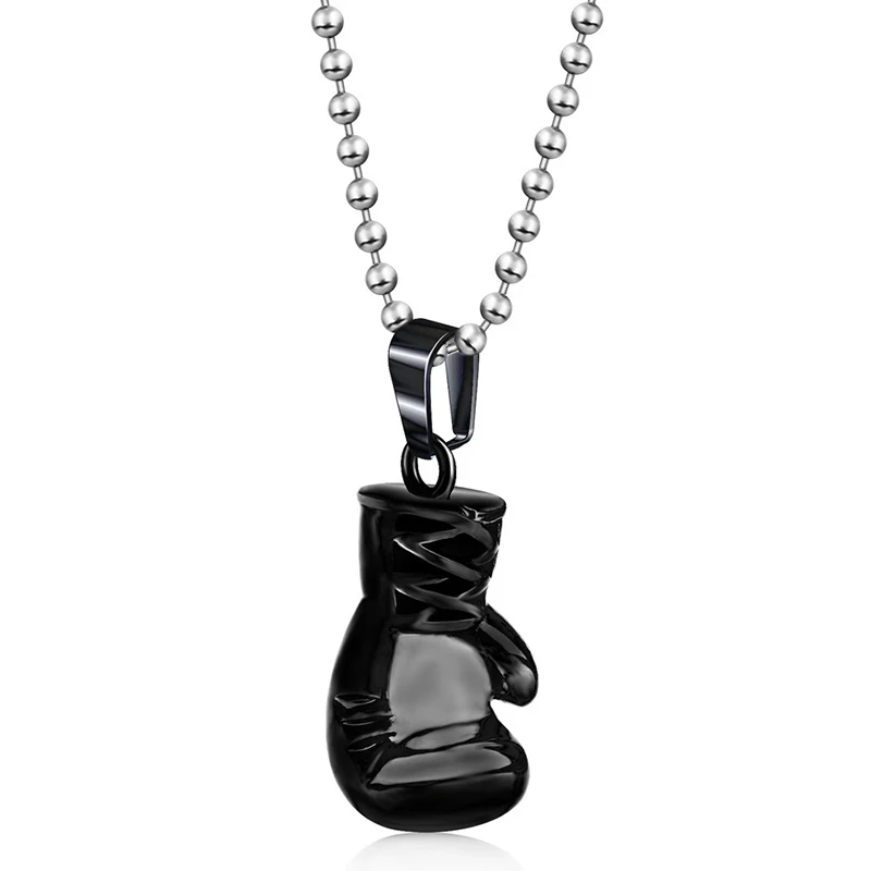 Боксерские перчатки форма кулон ожерелье из нержавеющей золота серебро черный цвет ожерелье для мужчин и женщин - Окраска металла: black