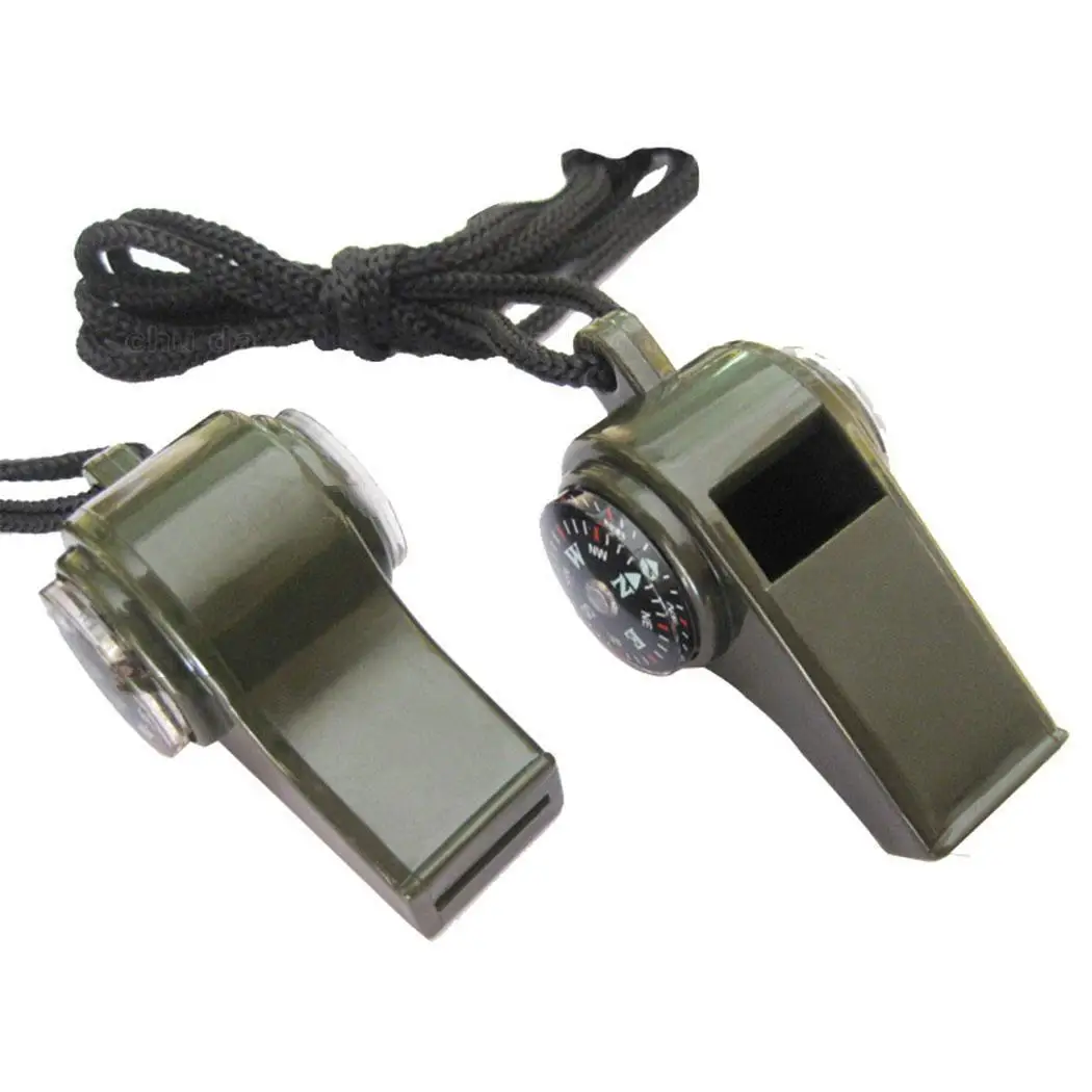 

3 in 1 Outdoor Camping Hiking Emergency Survival Gear Whistle Compass Thermometer