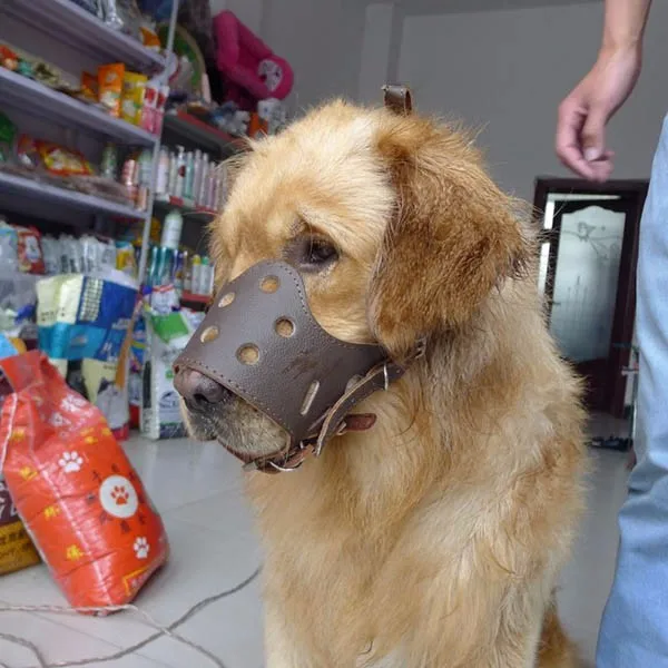 Щенок собаки кожаная намордник Pet Регулируемый намордник для собак предотвращает укусы собаки рот маска