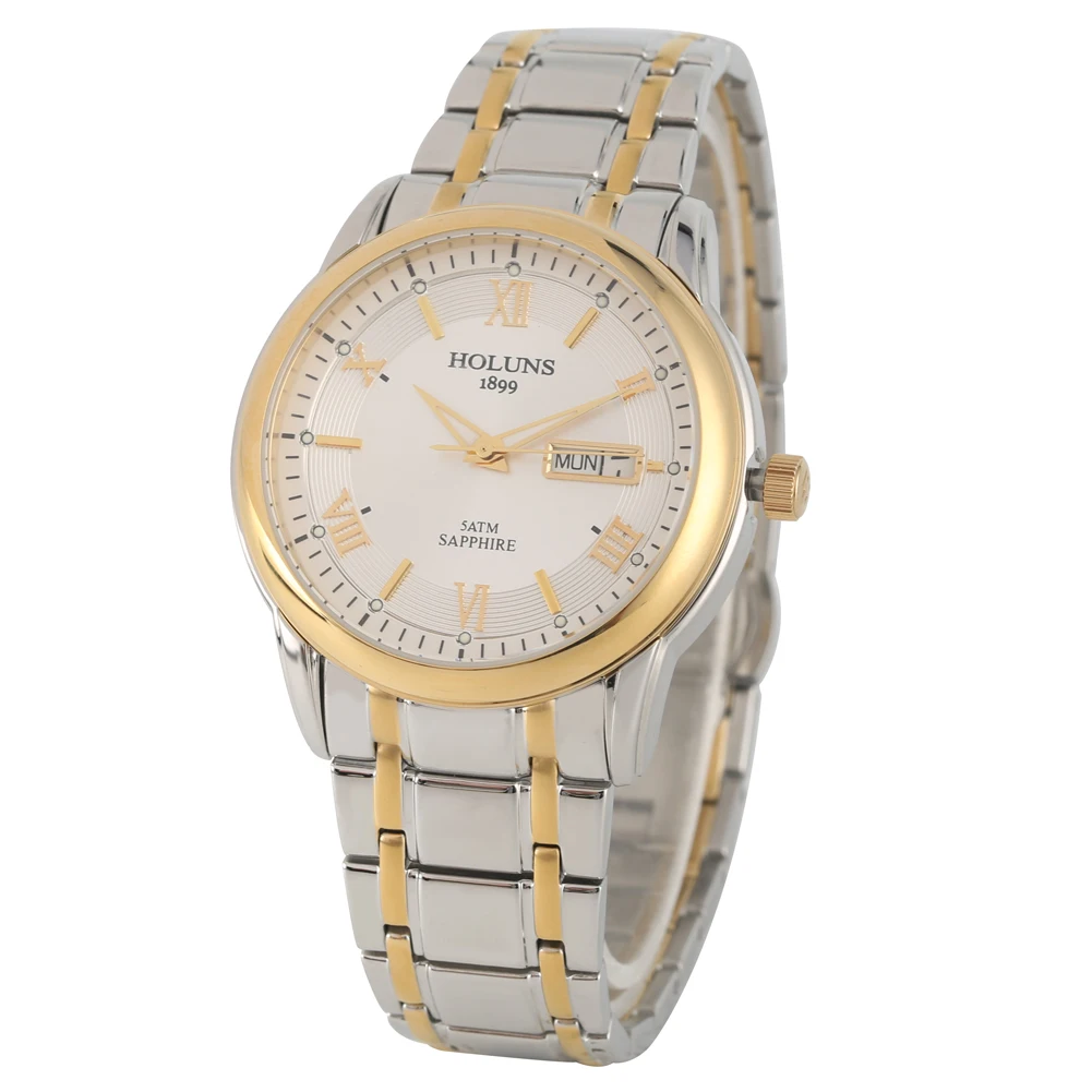 Relógio Masculino Automático Relógio Mecânico Clássico Esqueleto de Aço Inoxidável Numerais Romanos Ouro Dial Relógio de Pulso - Image 3
