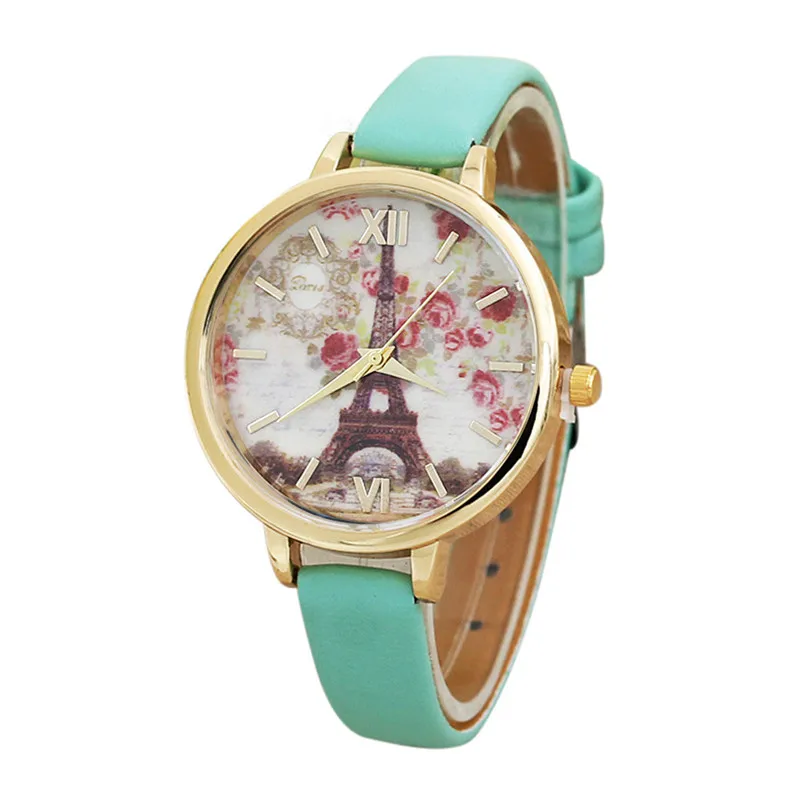 Women's watches with leather bands Eiffel Towe Analog Quartz Movement wrist watches for women clock relogio feminino M14 (6)