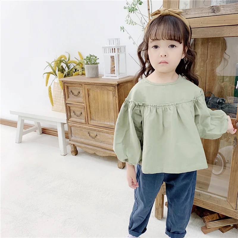 Primavera e Outono Anos de Idade das Crianças Cabolsa de Manga Bebê Camisas Meninas Crianças Novo 1-3 Comprida Camisa 2020 10 Cheap Blusas e camisas
