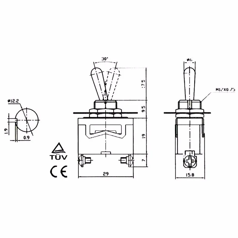 ВКЛ-ВЫКЛ тумблер 12В переключатель 2-контактный Heavy Duty однополюсные выключатели Водонепроницаемый покрытие автомобиля внутренний светильник переключатель 6 A/250VAC 10A/125VAC