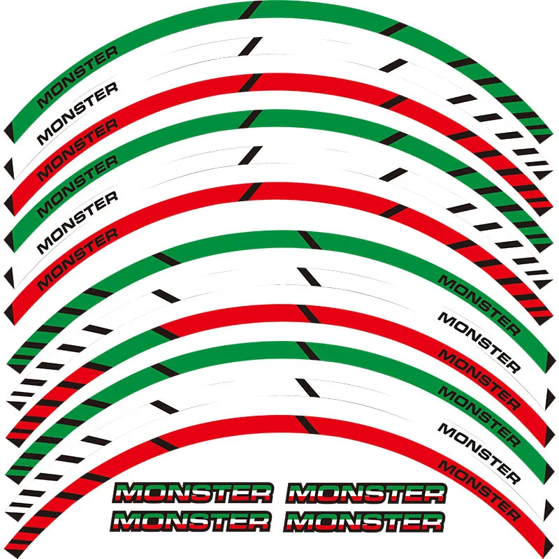 

For all DUCATI MONSTER 695 696 796 1100 1100S 797 821 795 12 X Thick Edge Outer Rim Sticker Stripe Wheel Decals