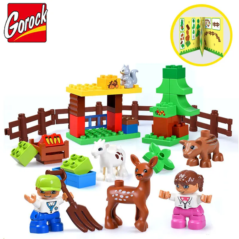 

GOROCK Happy Farm Series Big Size Building Blocks Sheep Duck Dog Animal Model Particle Bricks Set Compatible For Kid