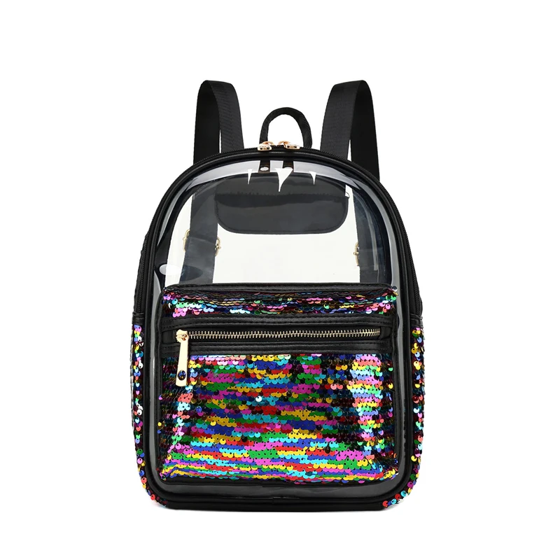 

2018 Nwe transpreant ita bag backpack female mini sequin backpack summer style jelly women mini school bag N18148