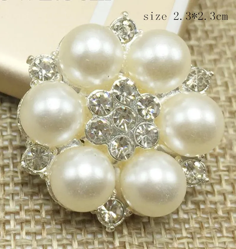 23 MM Round Rhinestone Applique Button Sew On With Pearl Embellishment ...