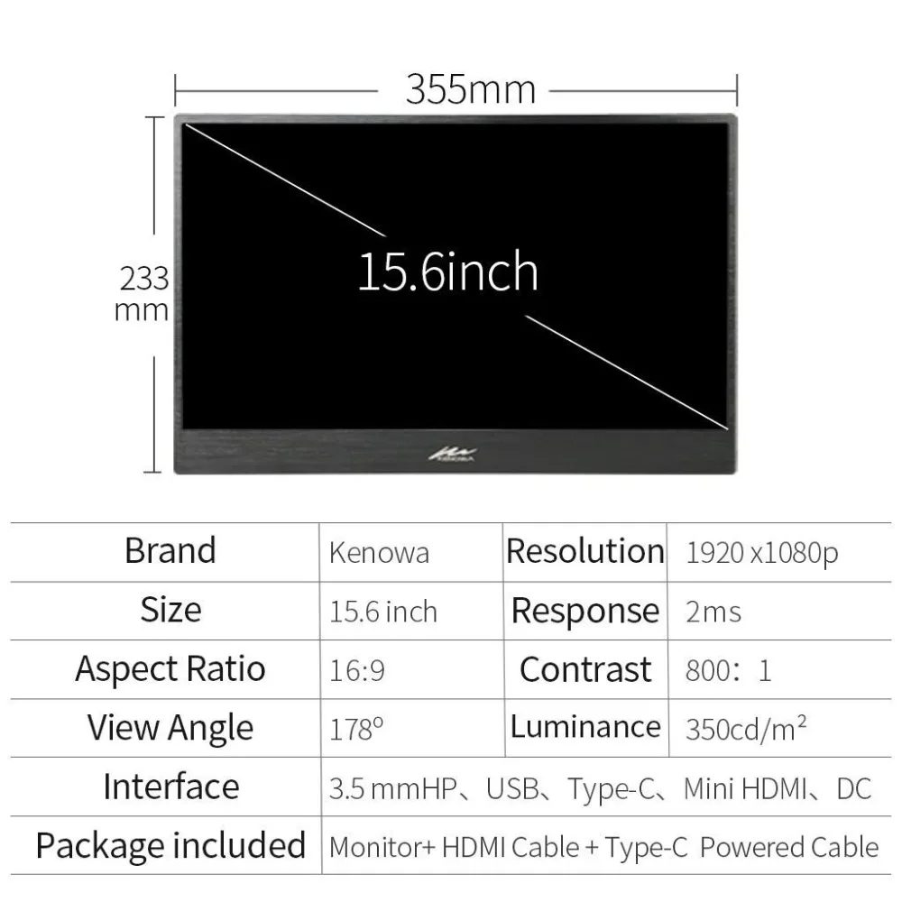 Cheap NEW 15.6 inch Type-C USB-C Portable Monitor HD IPS 1920x1080 IPS Gaming Display with HDMI Earphone Port for Raspberry PS3/PS4 5