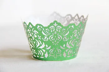 

Free Shipping green royal lace wedding cupcake wrappers bright color paper mini cupcakes cup cake baking cups wrapper