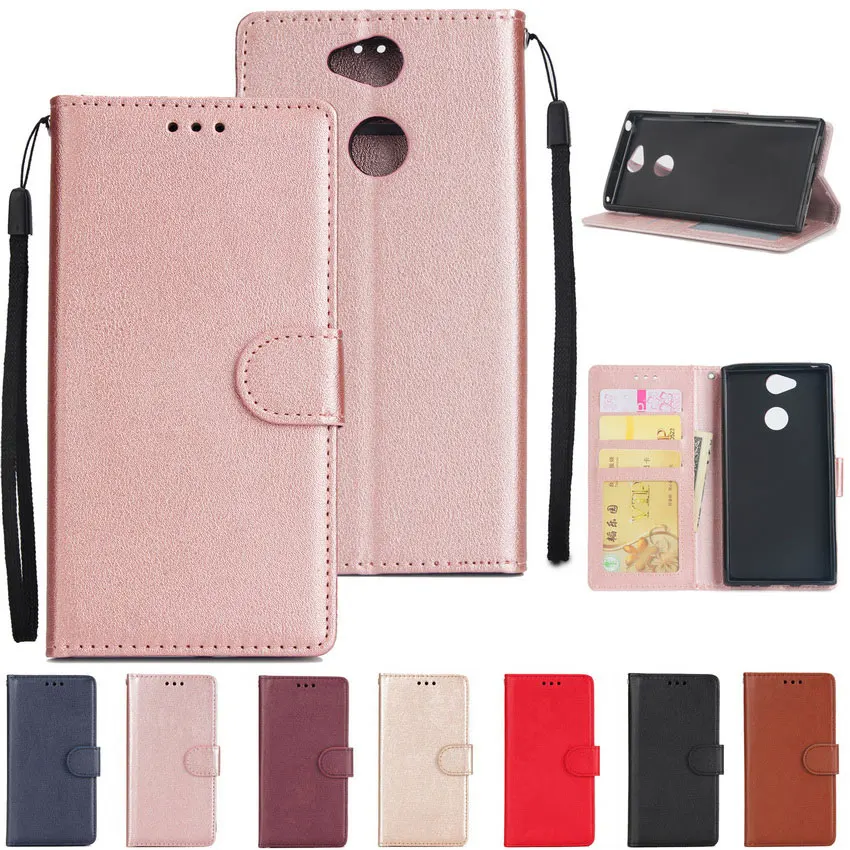 

Luxury Leather Flip lanyards Phone Case For Sony Xperia XA2 case Wallet Card Slots Holder For Sony Xperia XA2 Ultra cover