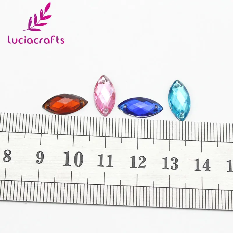 Lucia crafts 7*15 мм пришивные стразы кристалл акриловые камни две бусины с отверстиями DIY для одежды/сумки 50 шт./лот D1110