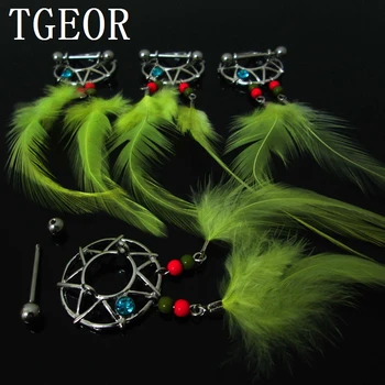 

free shipping new brand charm arrival wholesale 20pcs stainless steel dream catcher nipple piercing ring