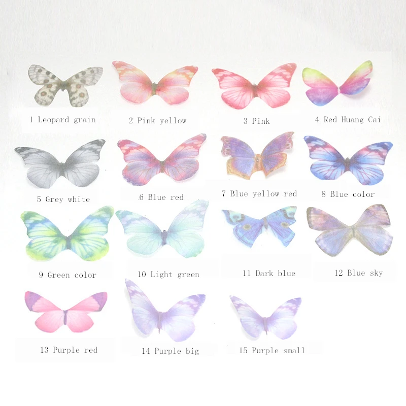 20PC Mini Chiffon Tulle Butterfly Decorative Accessories Adult Making Diy Earring Necklace Arts Crafts Garment Sewing Material