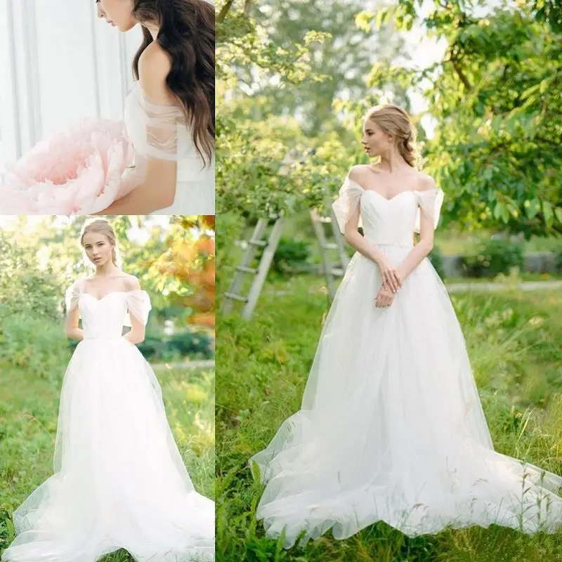 

Country Boho Wedding Dresses 2019 Robe De Mariage Outdoor Western Off The Shoulder Bridal Gowns Custom Made Gelinlik