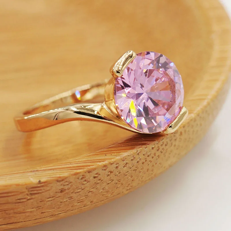 MGFam одиночные розовые кольца Rouund для сладких женщин CZ 18 k G P золотого цвета Горячие ювелирные изделия AAA+ кубический циркон