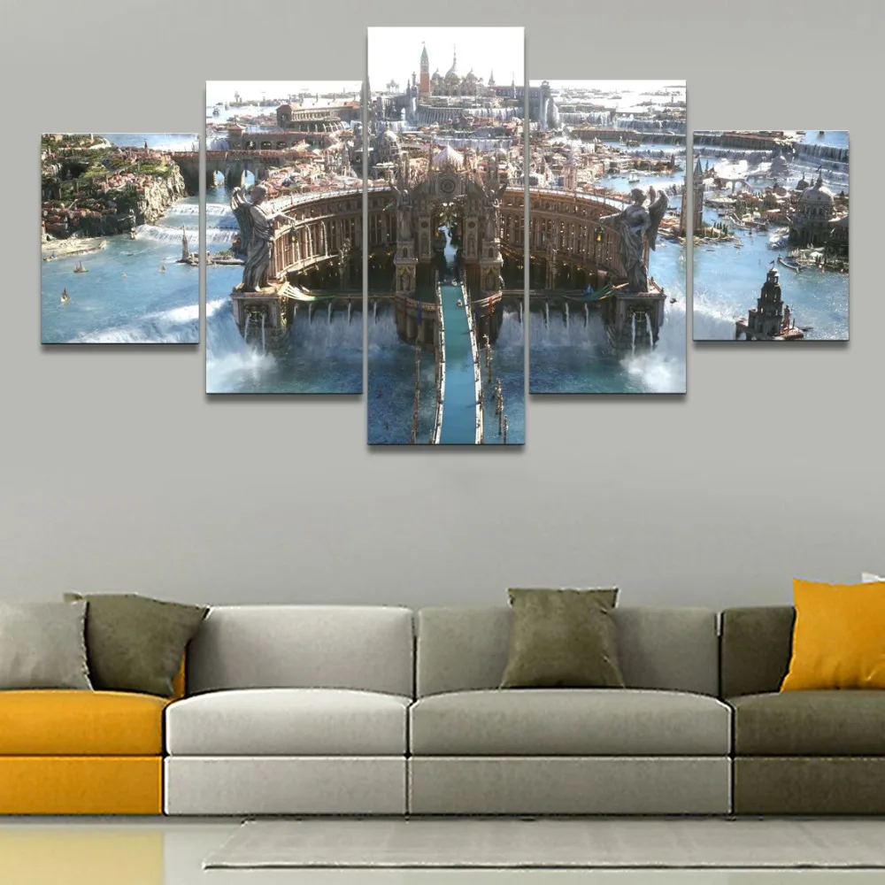 

Painting Art Wall Modular Picture For Living Room 5 Panel Game Final Fantasy XV Castle Building Home Decor Canvas Prints Frames
