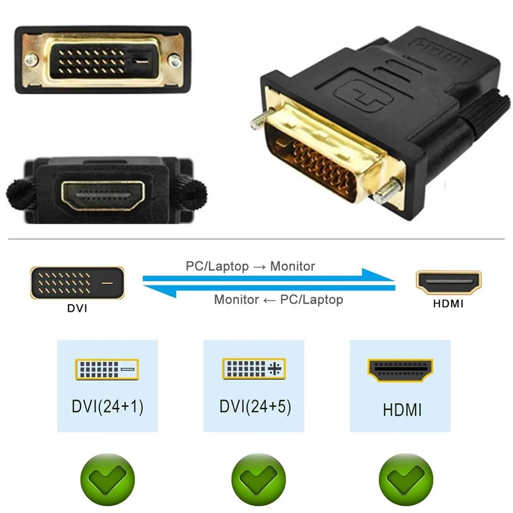 DVI-D 24+ 1 к HDMI адаптер разъем двойной связи штекер мужчин и женщин Кабель HDMI-DVI конвертер 1080P для HDTV проектор монитор