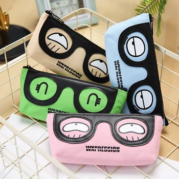 

Large Eye Germination Triangle Pen Bag Canvas Receive And Receive Bag Cup In Animal Pencil Bag Cartoon Animal Stationery Bag