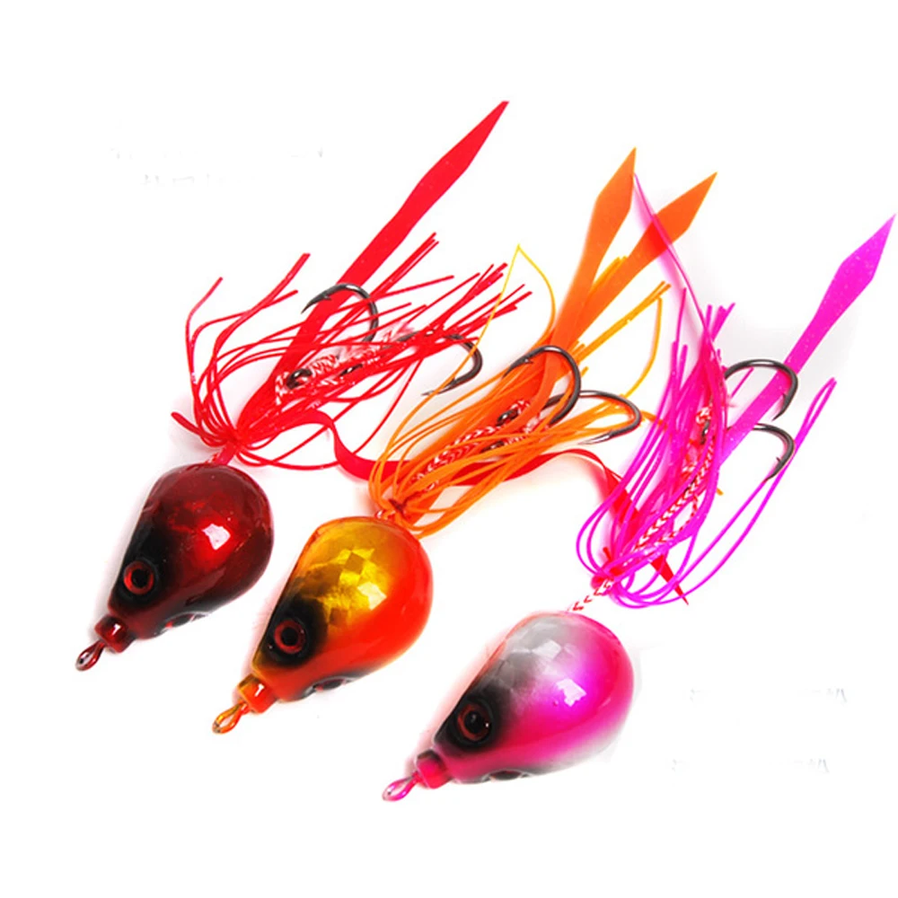 5PCS Fishing Lead head Swim squid Bass Rubber Jig Jigging Spinner bait