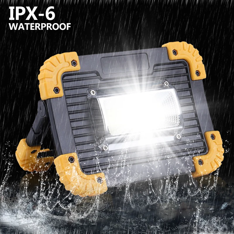 Lâmpada de Trabalho Portátil para Camping Luz de Emergência 100 w Cob 4 modo Led Lanterna Portátil à Prova d' Água Holofote Recarregável Holofotes 3 emergência portátil holofote recarregável para acampamento luz