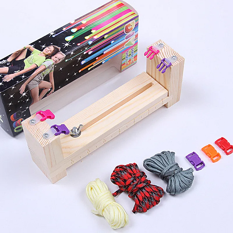 2017 Latest Handmade Woven Bracelet Wooden Stand DIY Sets For Kids Handcraft Parachute Survival Bracelets Bangles For Girls Boys