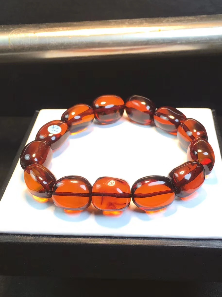 Certificate Natural Amber Blood Red Gemstone Woman Man Healing 17x14mm Oval Beads Bracelet Drop Shipping Reiki Power Stone AAAAA