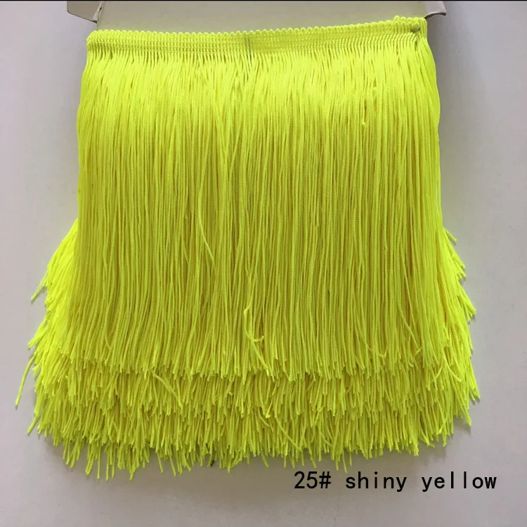 20 м/лот 15 см широкая кружевная бахрома отделка кисточка бахрома отделка для DIY латинское платье сценическая одежда аксессуары кружевная лента - Цвет: shiny yellow