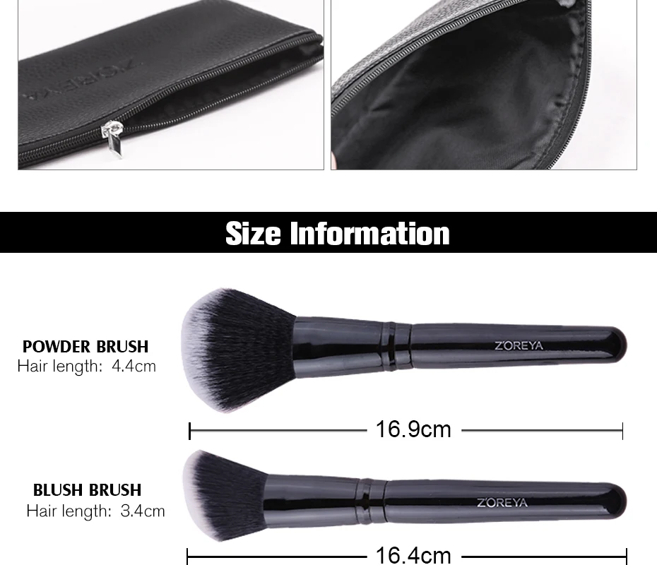 ZOREYA7 шт., Профессиональные кисти для макияжа, черная классическая деревянная ручка, набор кистей для макияжа, румяна, основа, пудра, косметические инструменты
