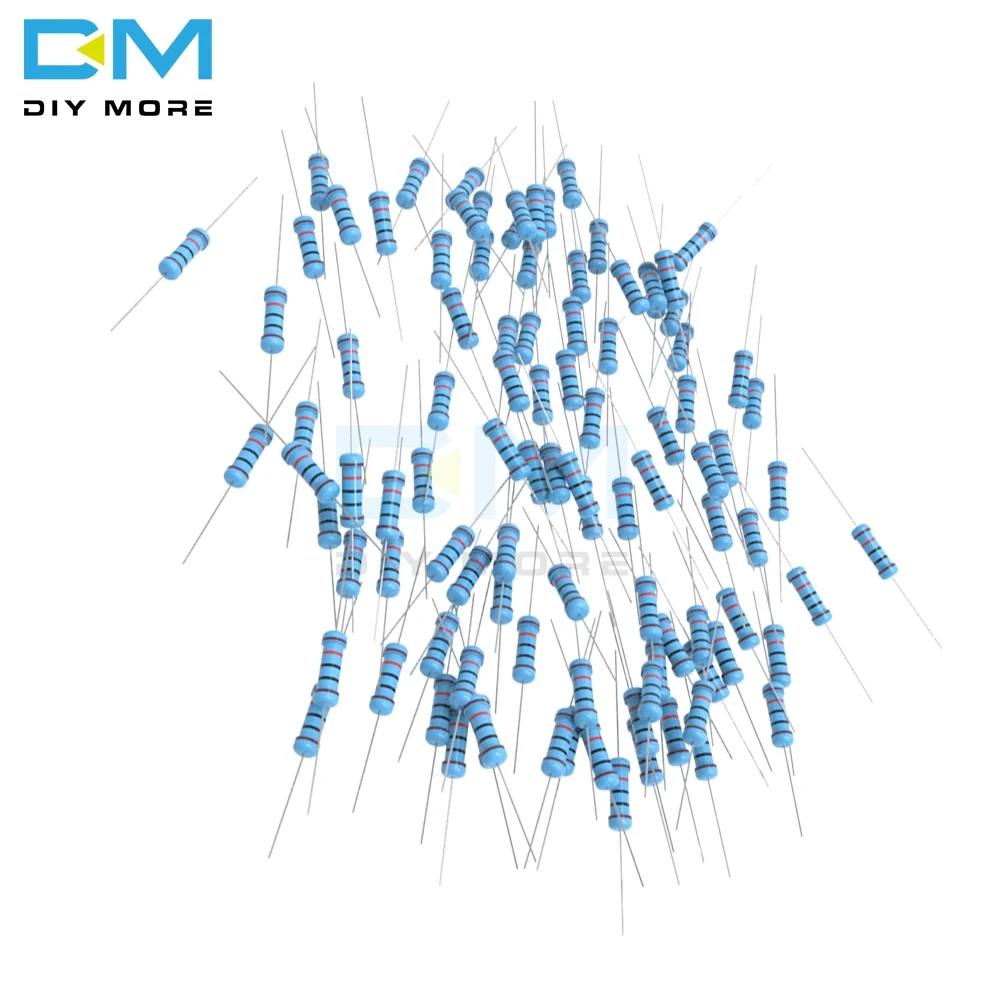 100 шт. металлического пленочного резистора 3W 1R-1M Ohm Сопротивление 1R 2.2R 4.7R 5.1R 10R 20R 22R 47R 1%+ 1%-1% Diy Электронный резистор