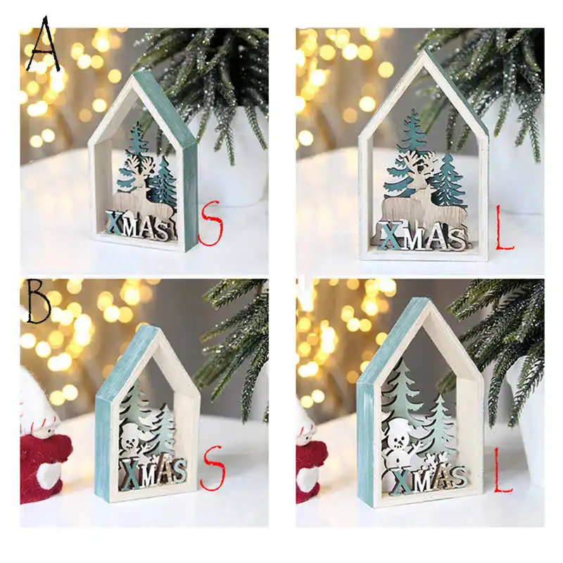 Christmas Gift Desk Wooden Cabin Decoration Macaron Style Chalet Home Decoration #2n28 (10)